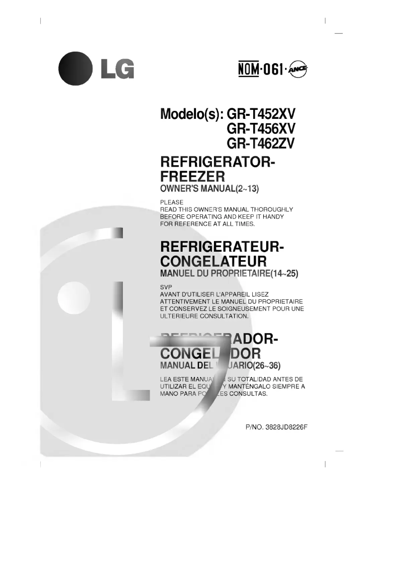 Page 1 of the manual User Manual LG GR-T452ZV