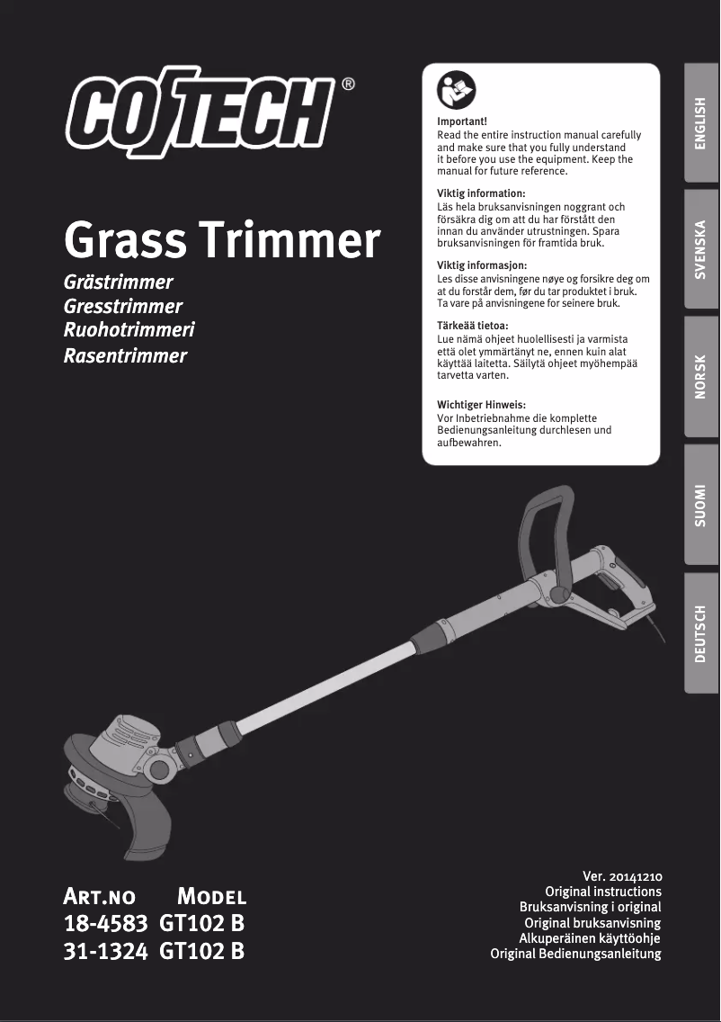Page 1 of the manual User Manual Cotech GT 102 B