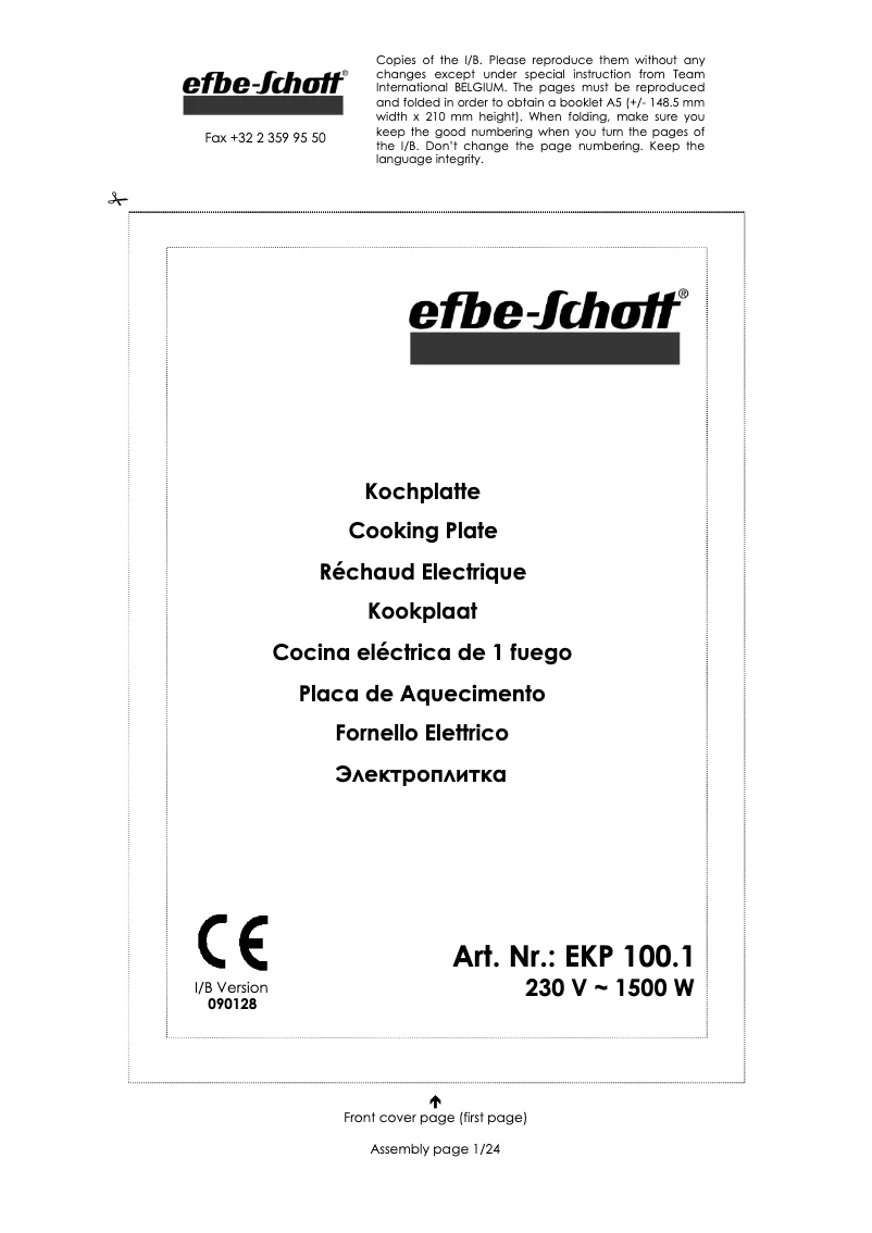 Image de la première page du manuel de l'appareil SC EKP 100.1