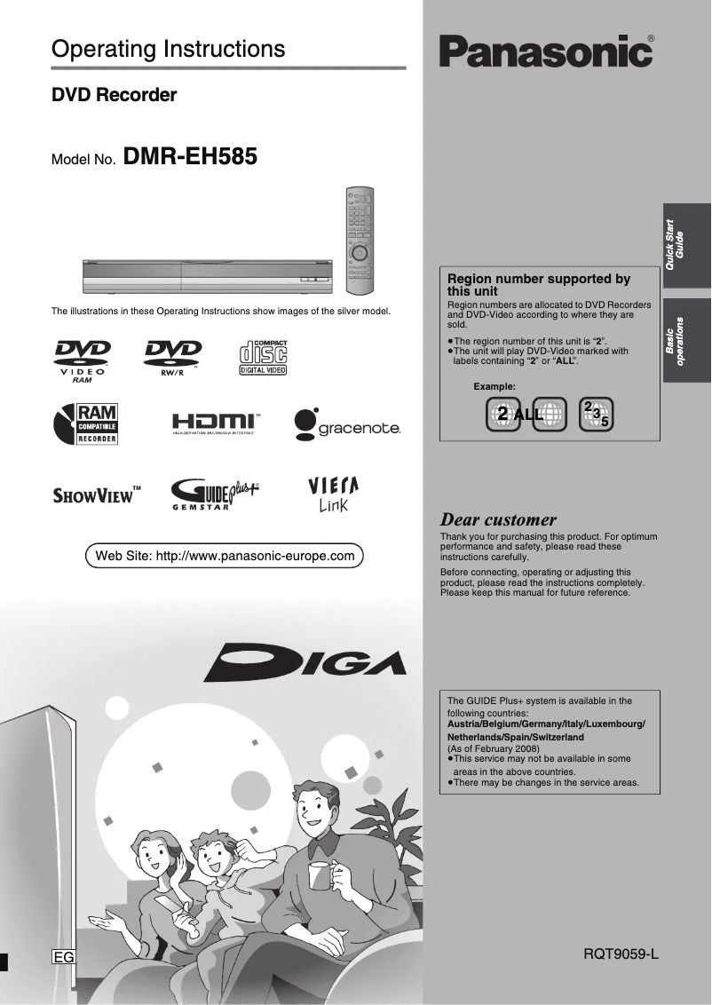 First page image of the manual for DMR-EH585