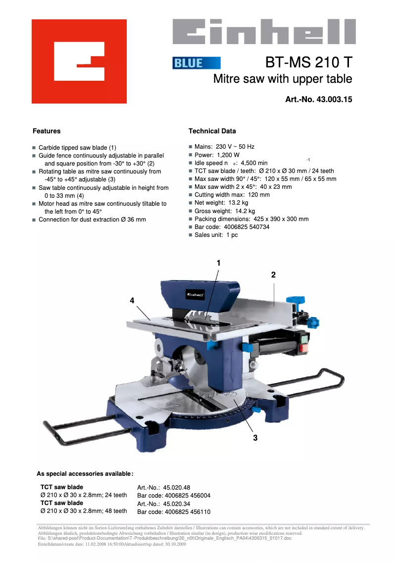 First page image of the manual for BT-MS 210 T