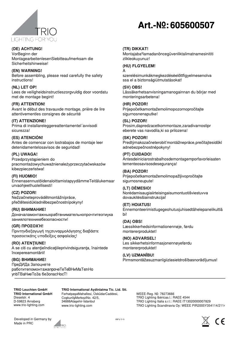 First page image of the manual for Curva 605600507