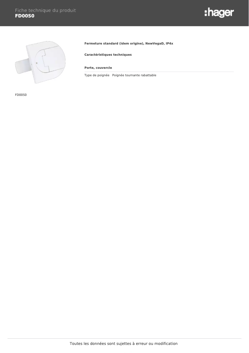 First page image of the manual for FD00S0