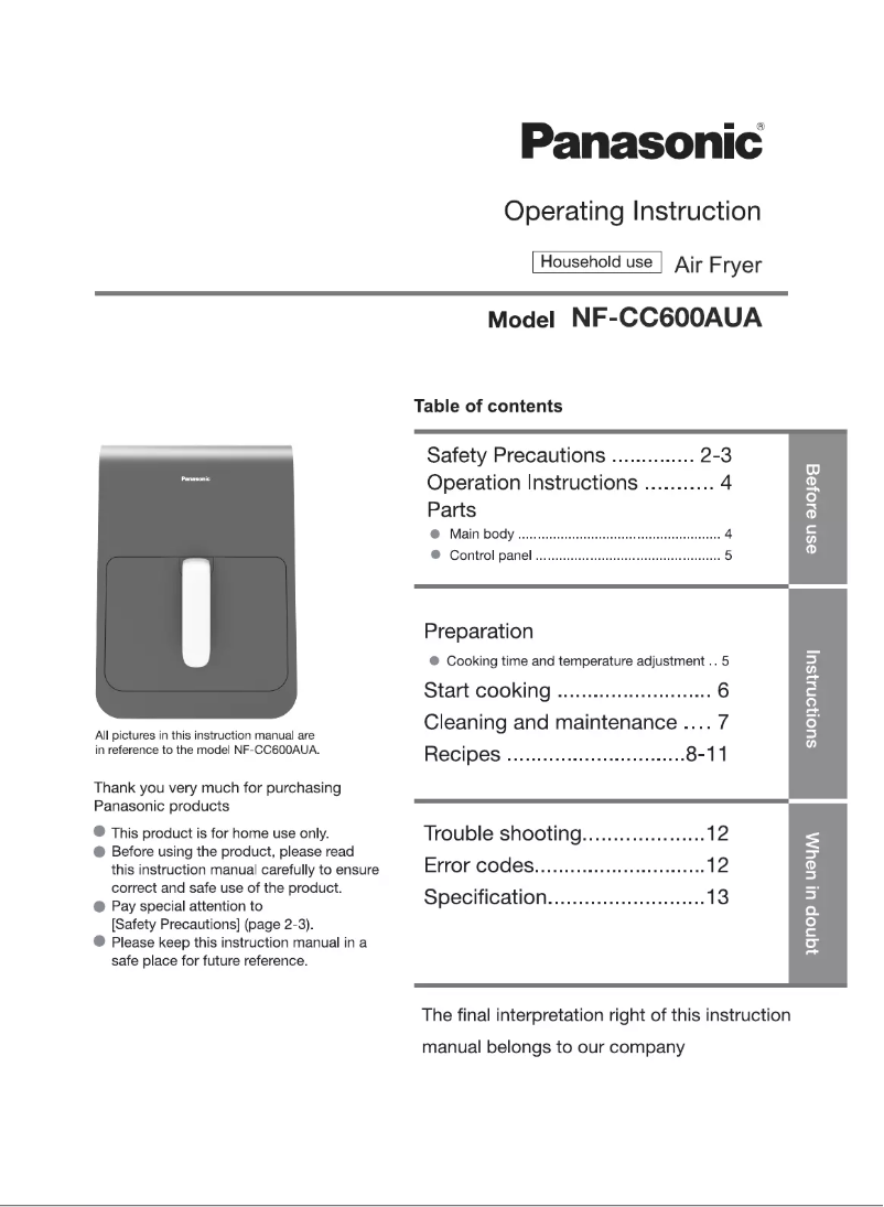 Page 1 of the manual User Manual Panasonic NF-CC600AUA