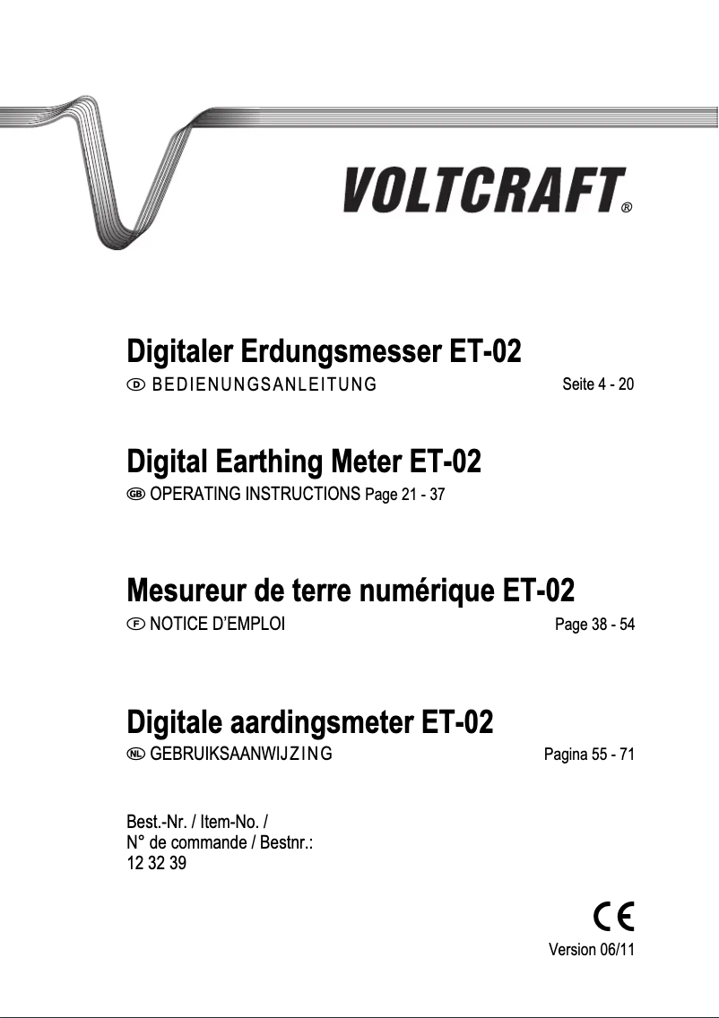 Page 1 of the manual User Manual Voltcraft ET-02