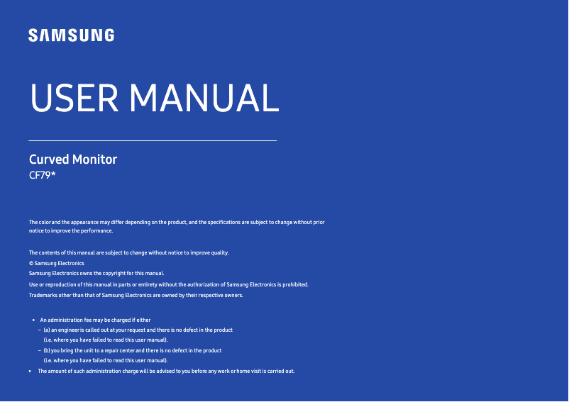 Page 1 of the manual User Manual Samsung C34F791WQL