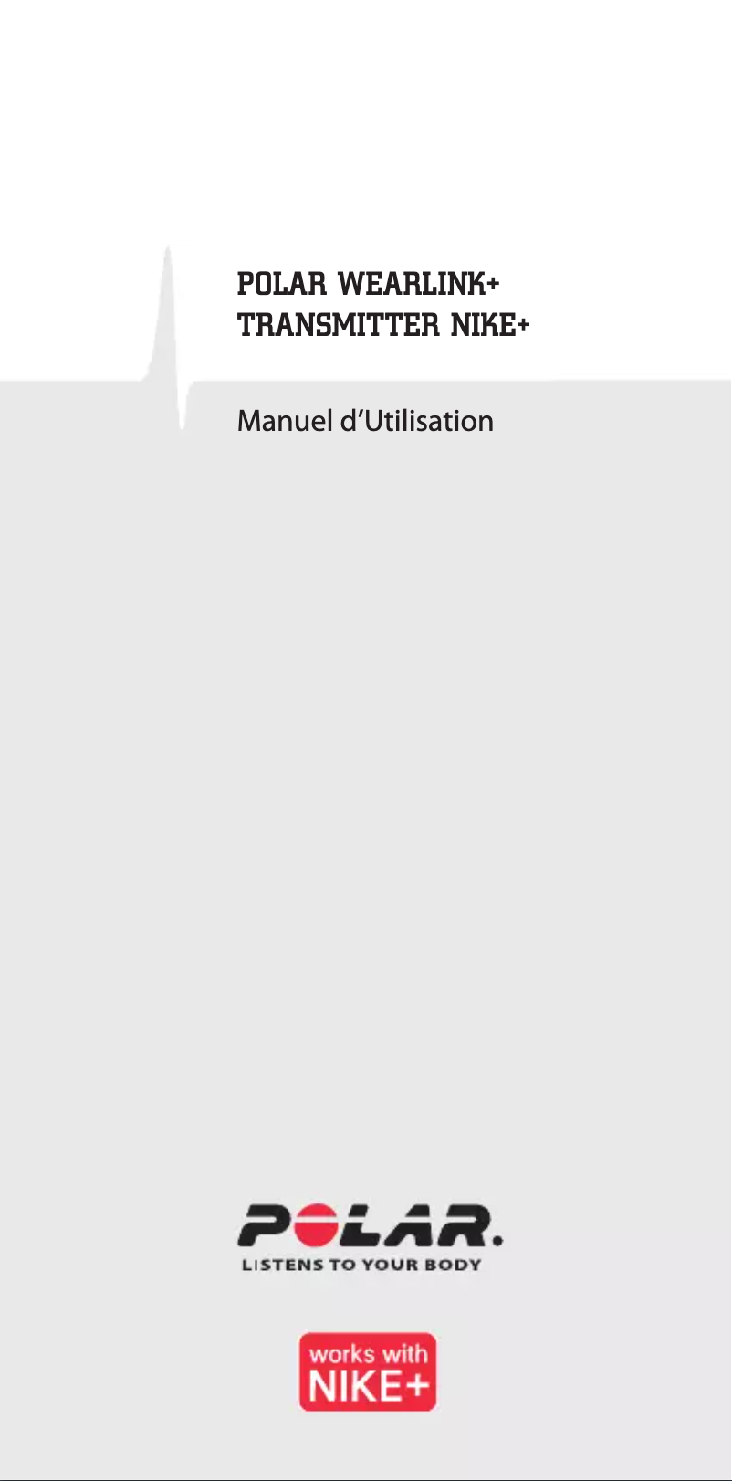 Page 1 of the manual User Manual Polar Wearlink plus Transmitter Nike plus