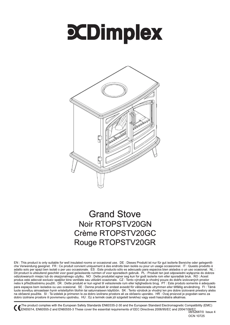Page 1 of the manual User Manual Dimplex RTOPSTV20GR