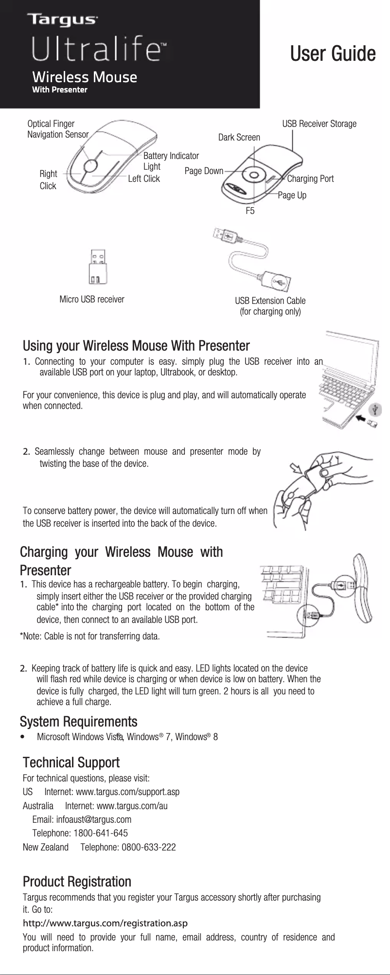 Page 1 of the manual User Manual Targus AMW066US