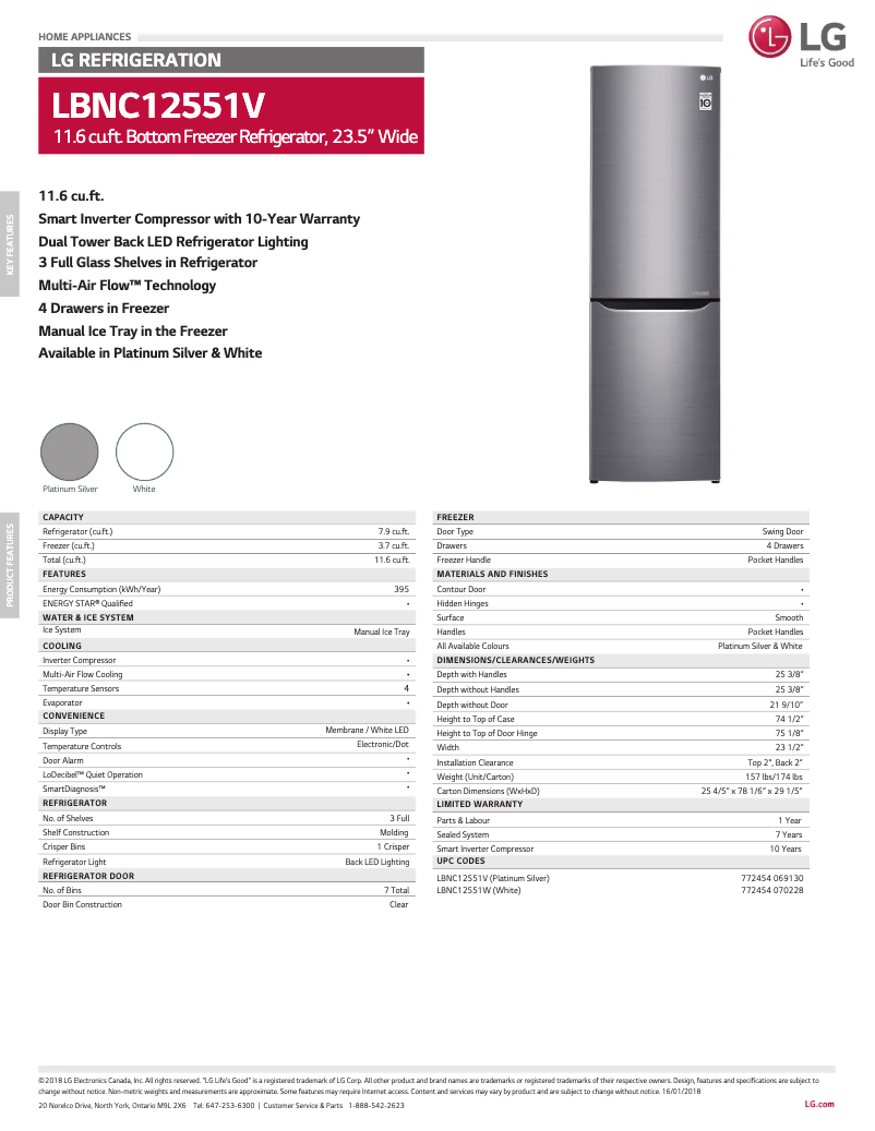 First page image of the manual for LBNC12551V