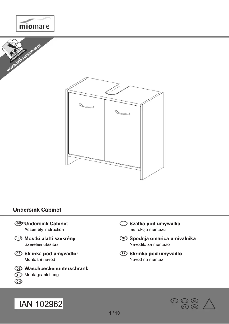 First page image of the manual for IAN 102962