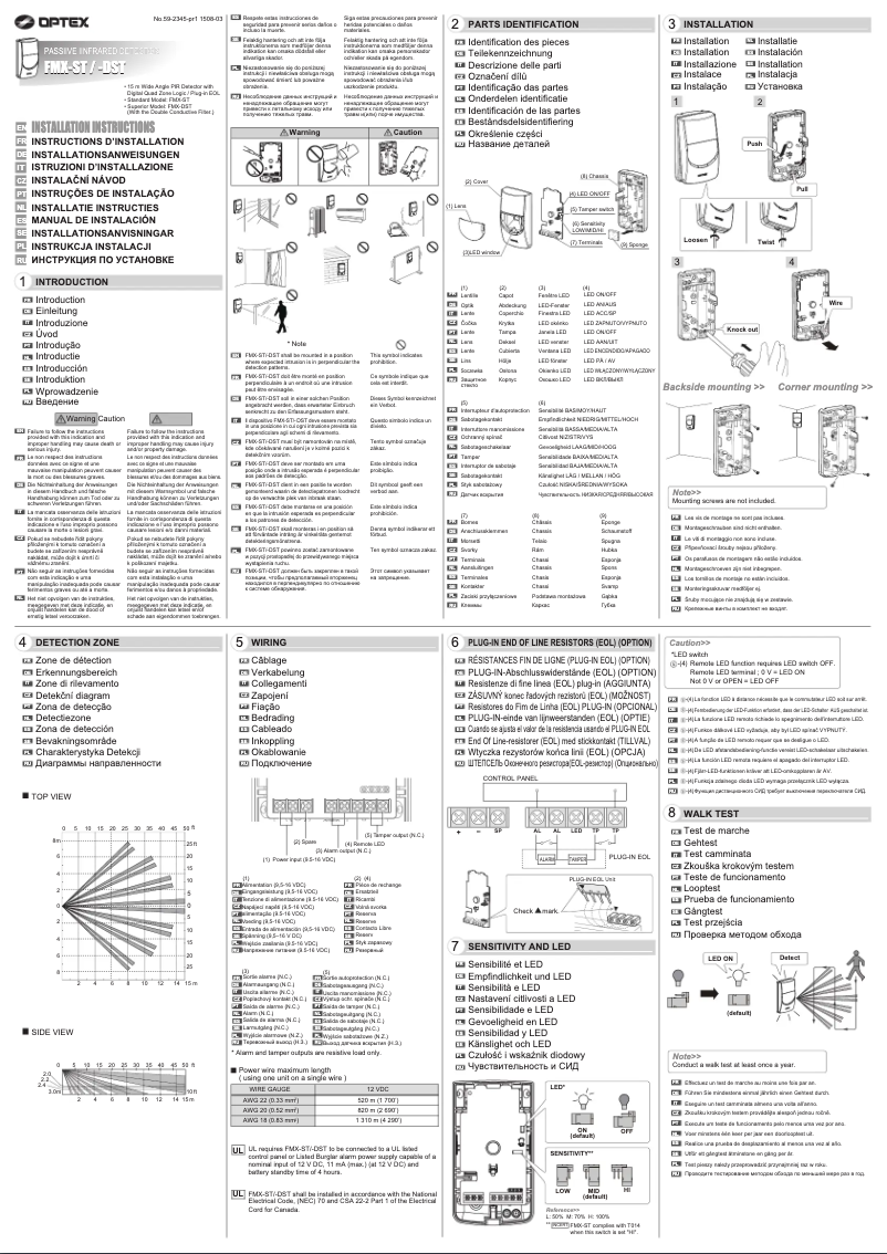 Page 1 of the manual User Manual Optex FMX-DST
