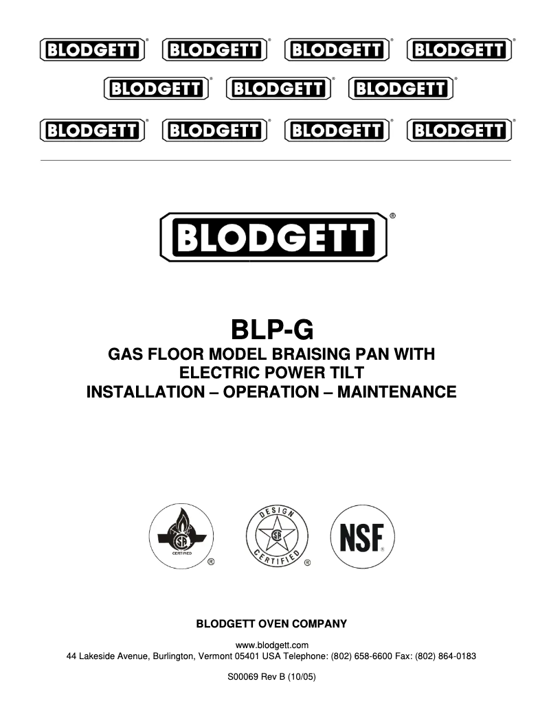 Page 1 of the manual User Manual Blodgett BLP-30G