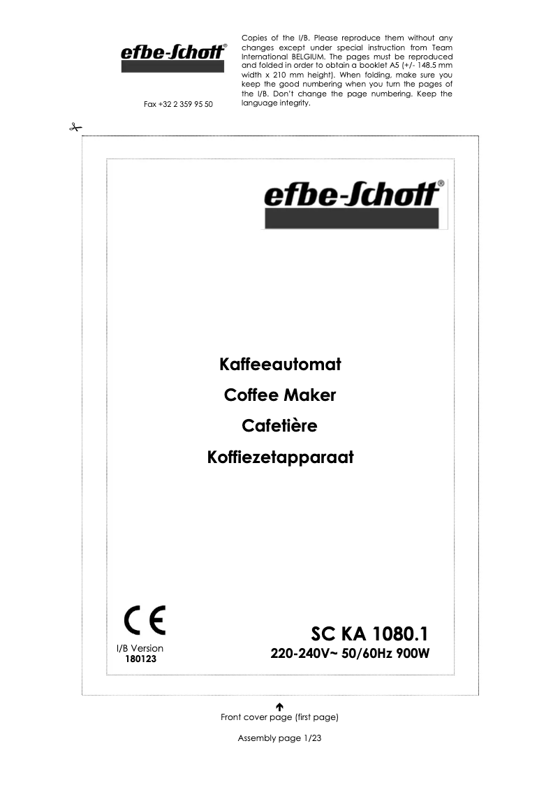 Page 1 of the manual User Manual Efbe-Schott SC KA 1080.1