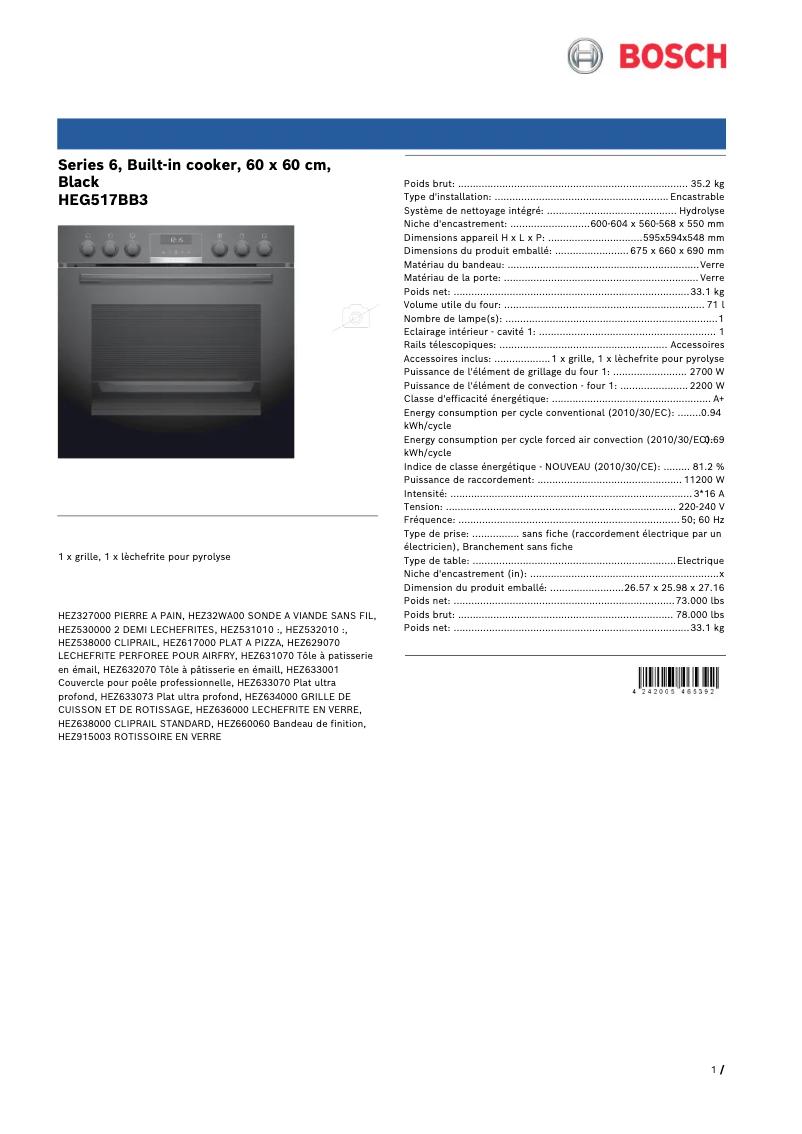 First page image of the manual for HEG517BB3