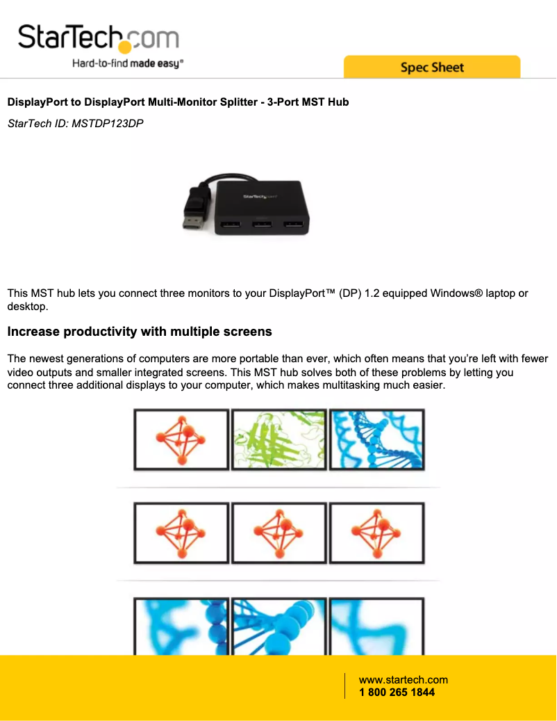 Page 1 of the manual Brochure StarTech.com MSTDP123DP