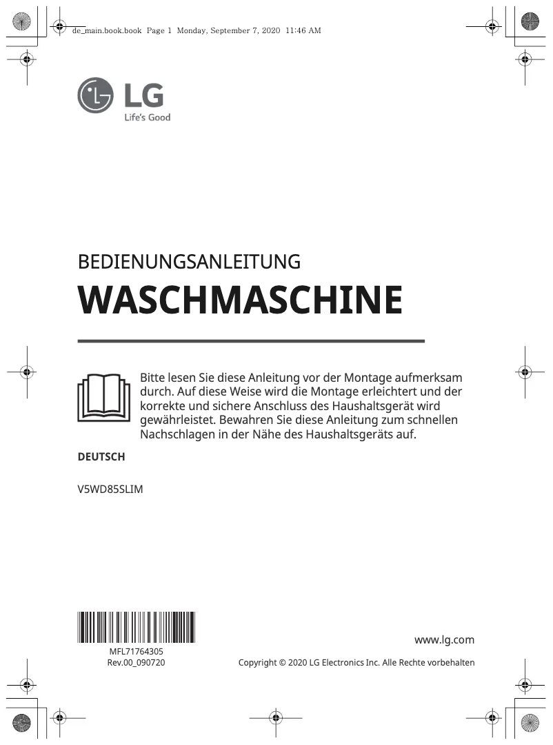 Page 1 of the manual User Manual LG V5WD85SLIM