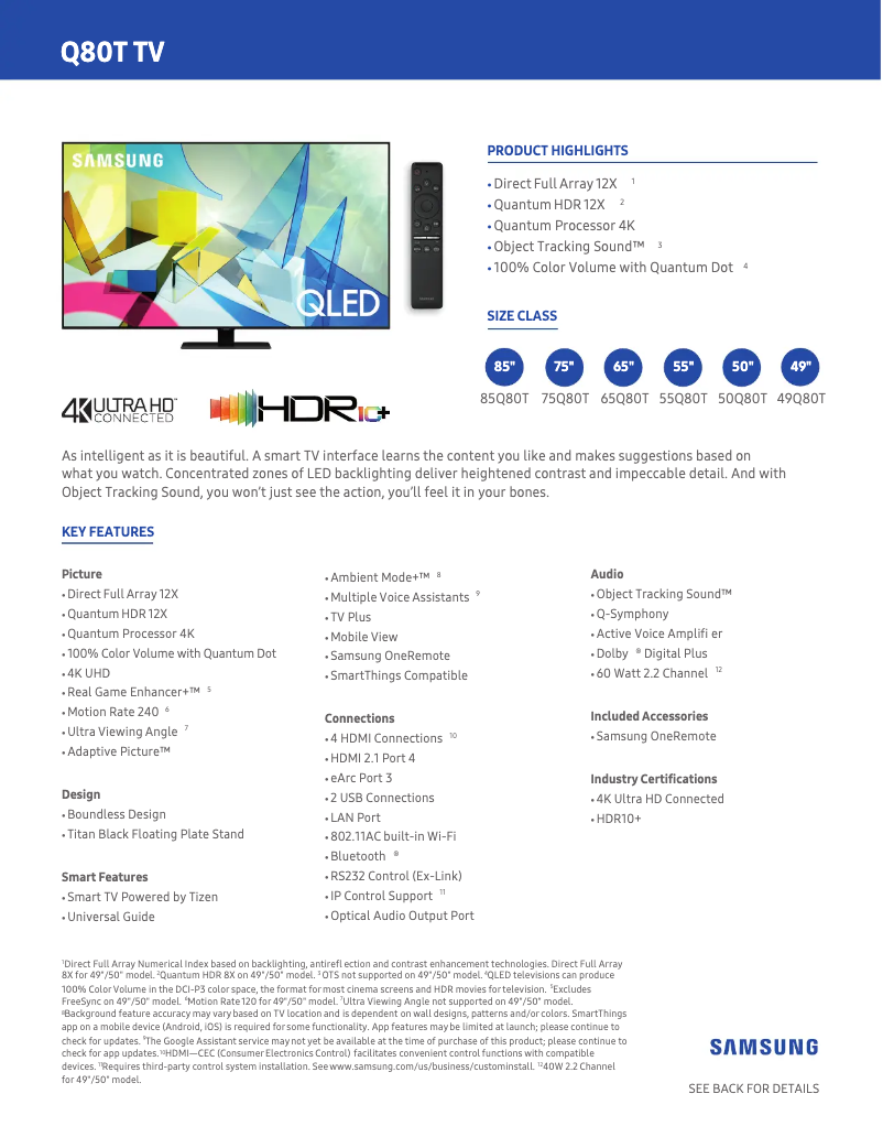 First page image of the manual for QN50Q80TAFXZA