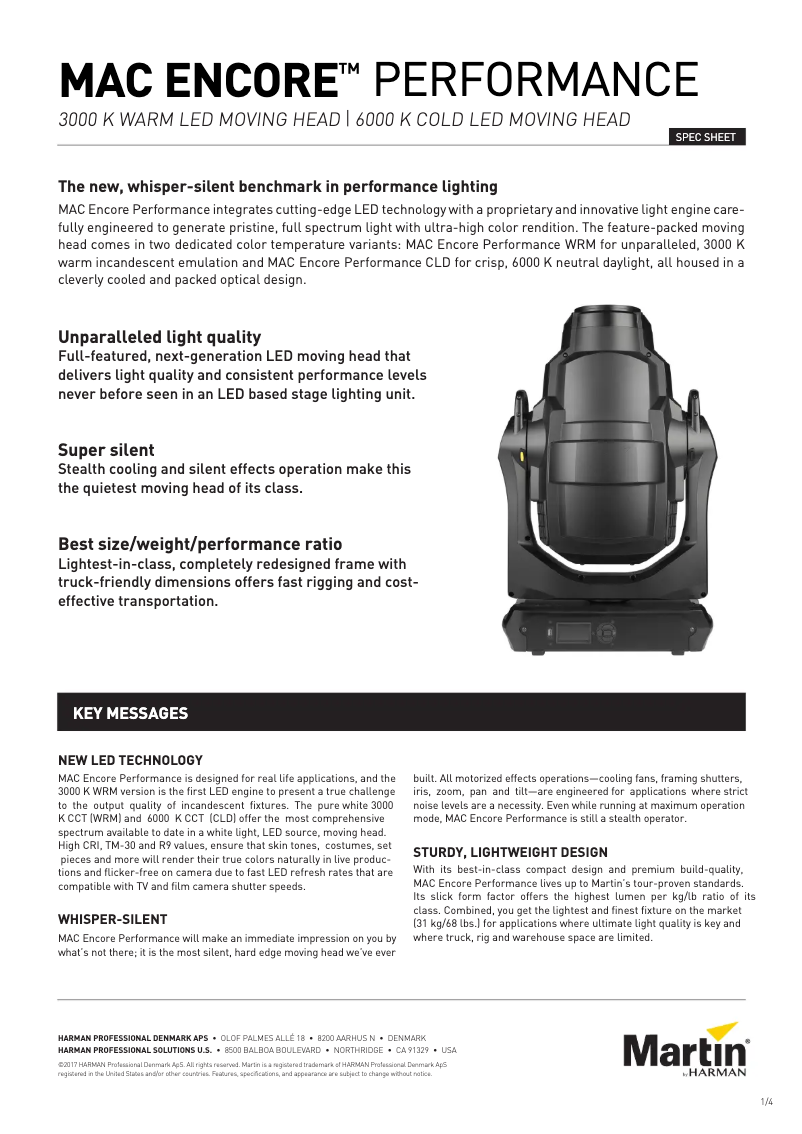 First page image of the manual for MAC Encore Performance CLD