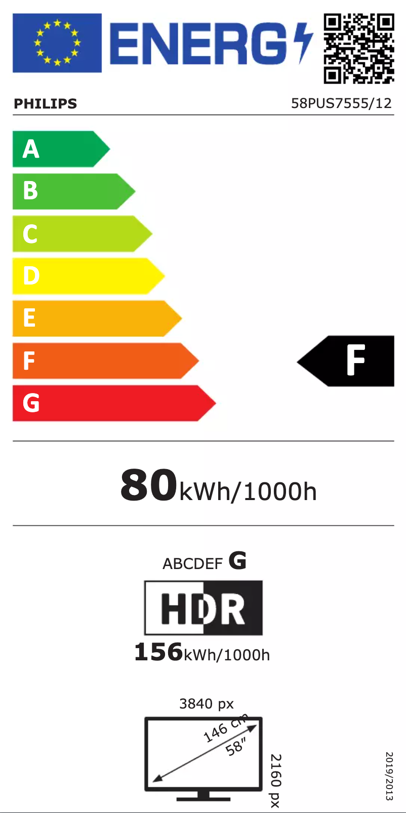 Page 1 of the manual Energy Label Philips 58PUS7555