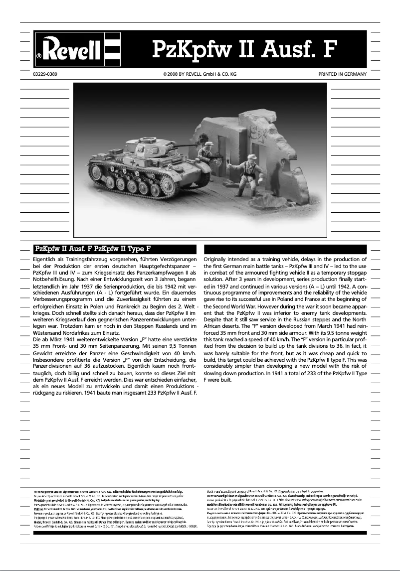 Page 1 of the manual User Manual Revell PzKpfw II Ausf. F