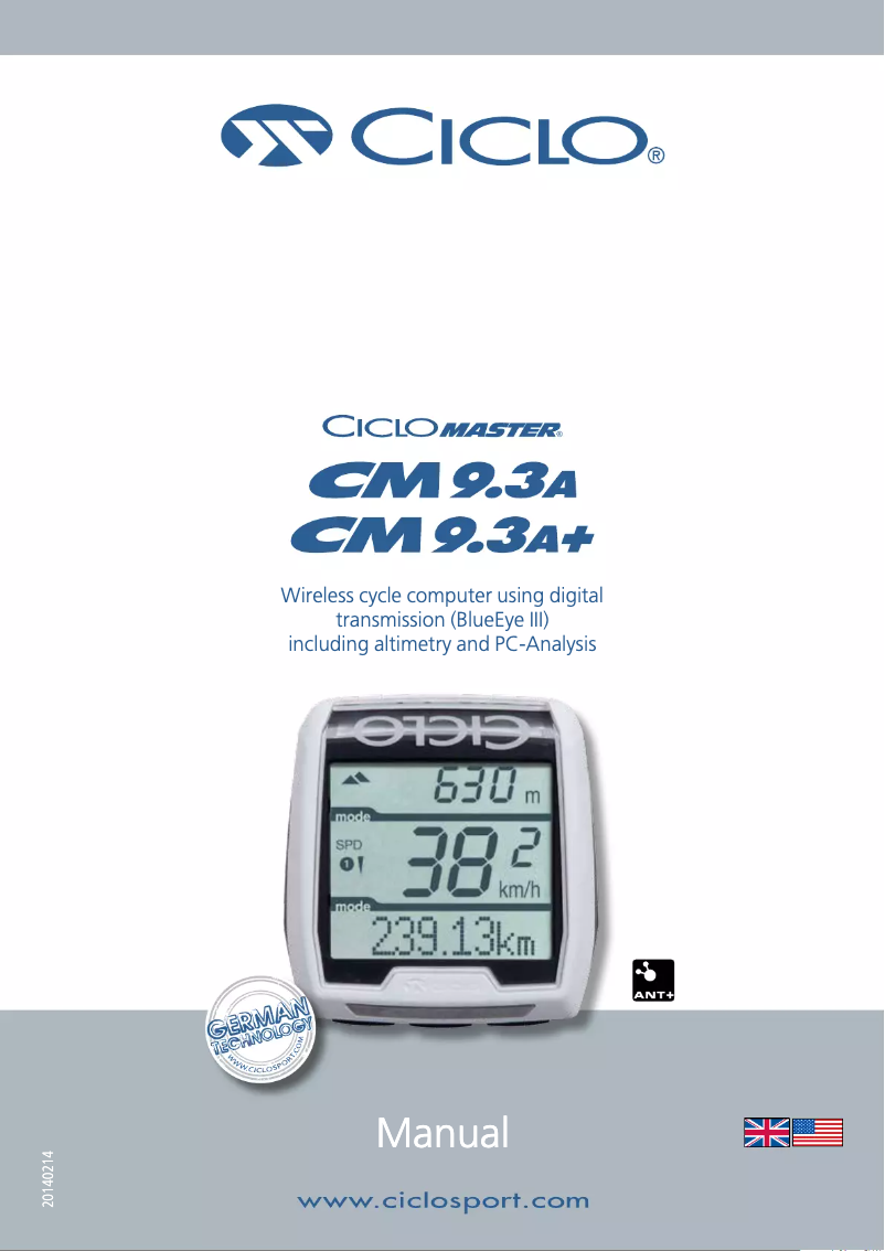 First page image of the manual for Master CM 9.3 A