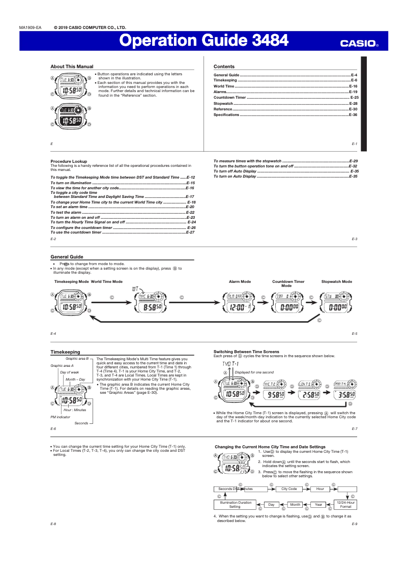 Page 1 of the manual User Manual Casio Collection DW-291H-9AVEF