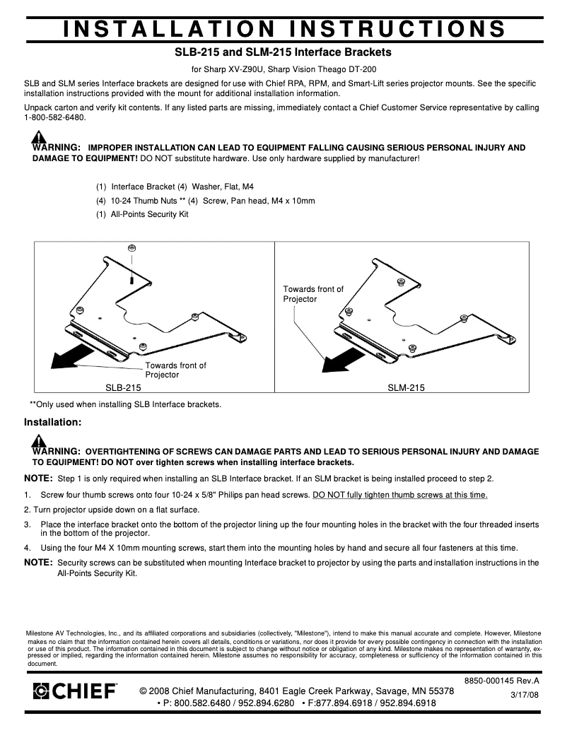 Page 1 of the manual User Manual Chief SLM215