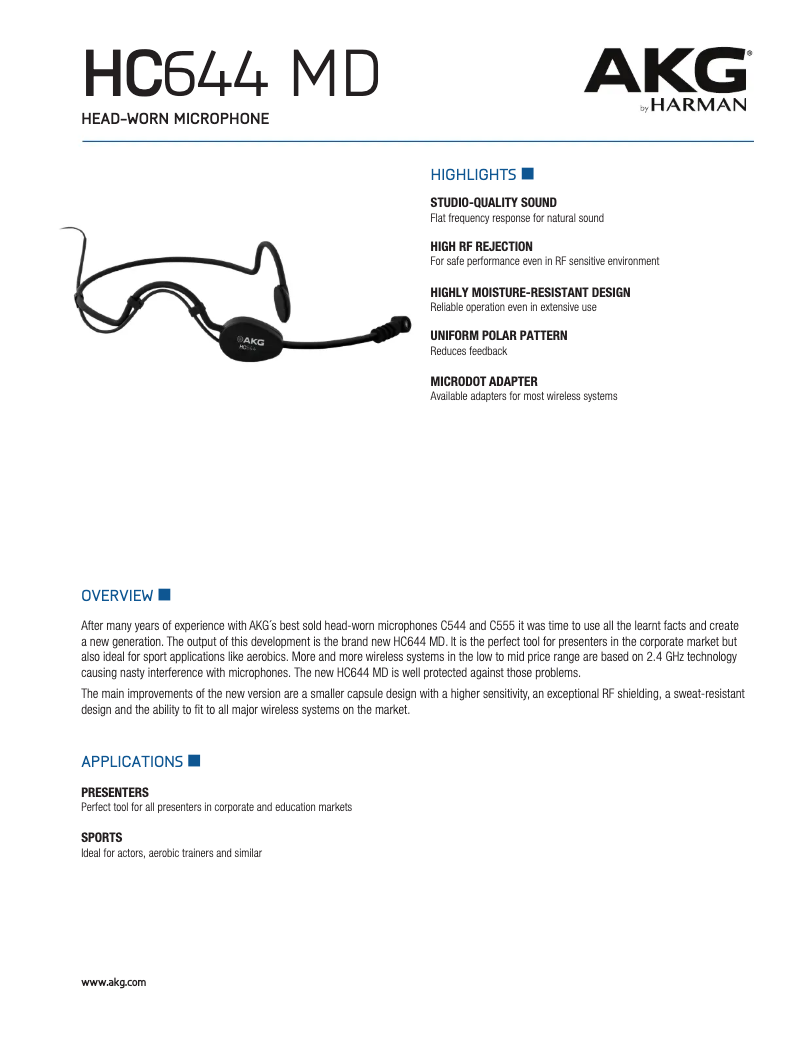 First page image of the manual for HC644