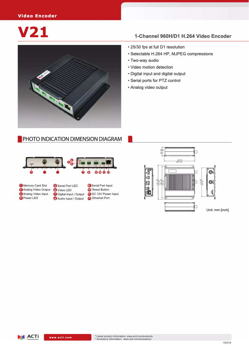 Page 1 of the manual Brochure ACTi V21