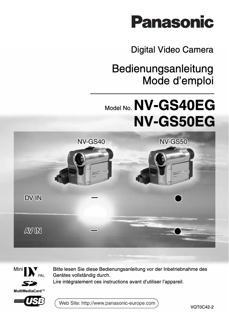First page image of the manual for NV-GS50