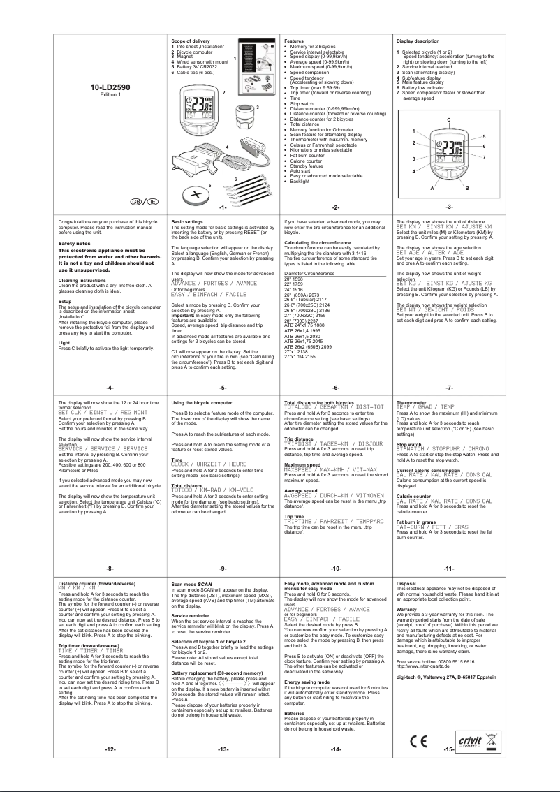 Page 1 of the manual User Manual Crivit 10-LD2590