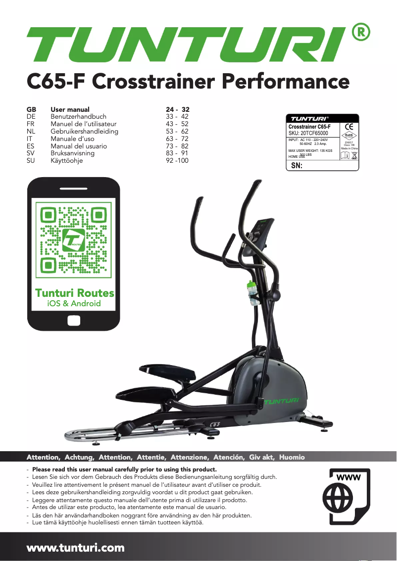 First page image of the manual for Performance C65-F
