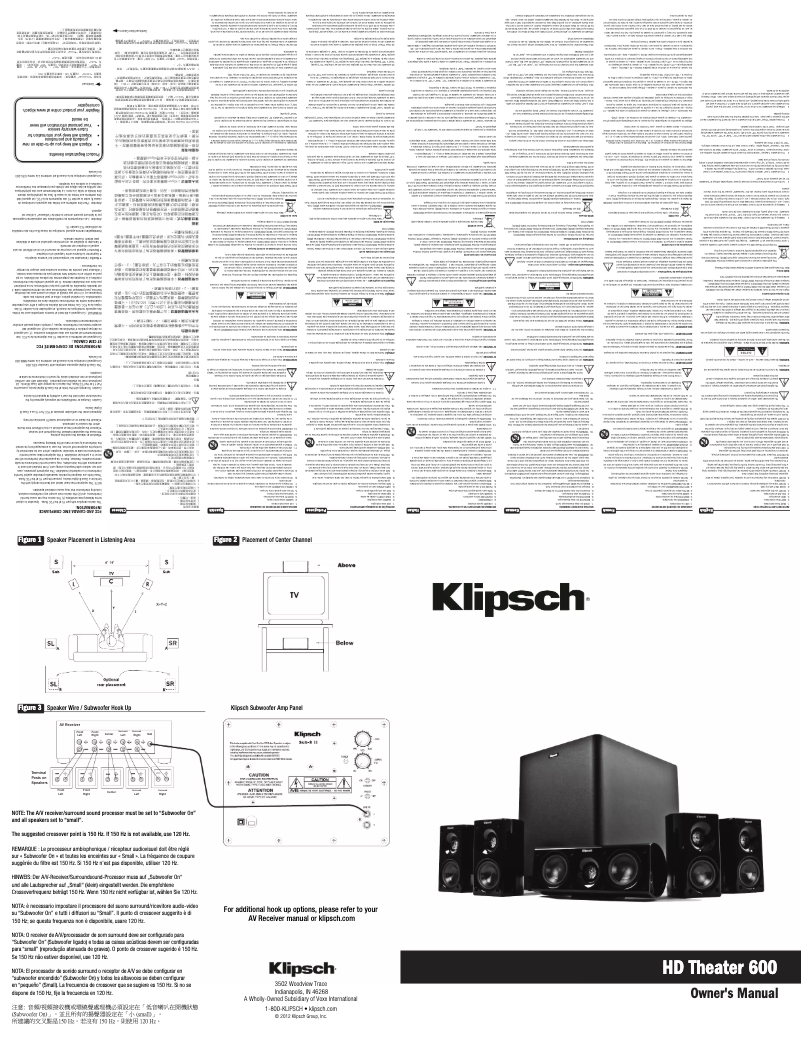 Page 1 of the manual User Manual Klipsch HD Theater 600