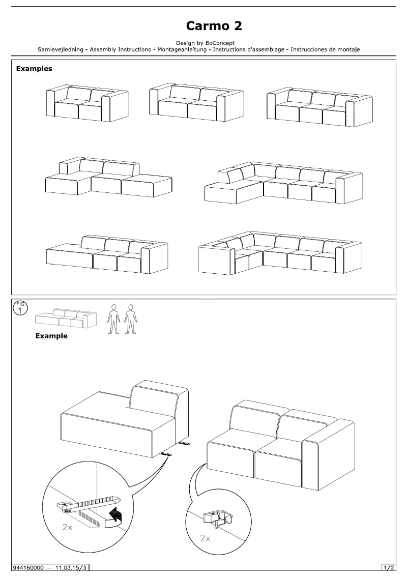 Page 1 of the manual User Manual BoConcept Carmo 2
