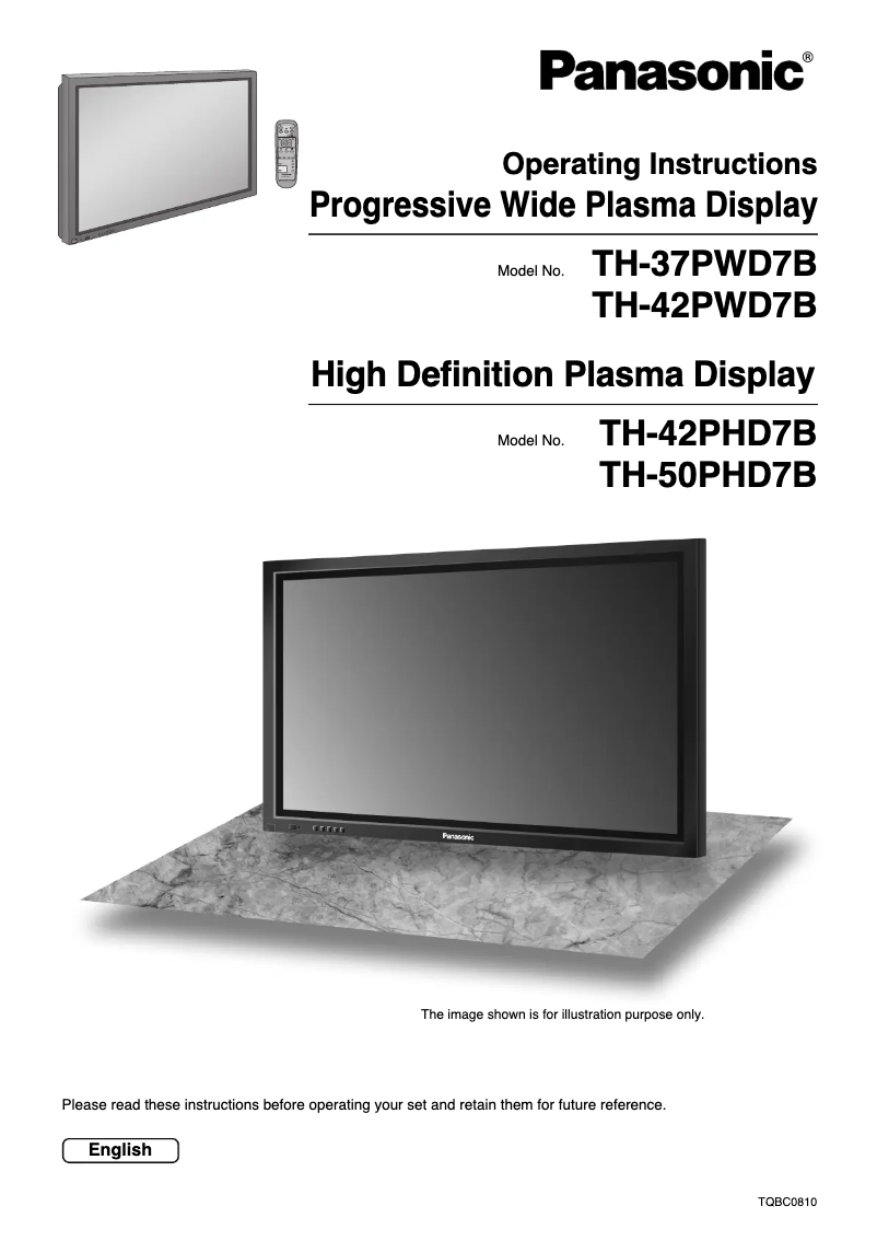 First page image of the manual for Viera TH-37PWD7BKJ