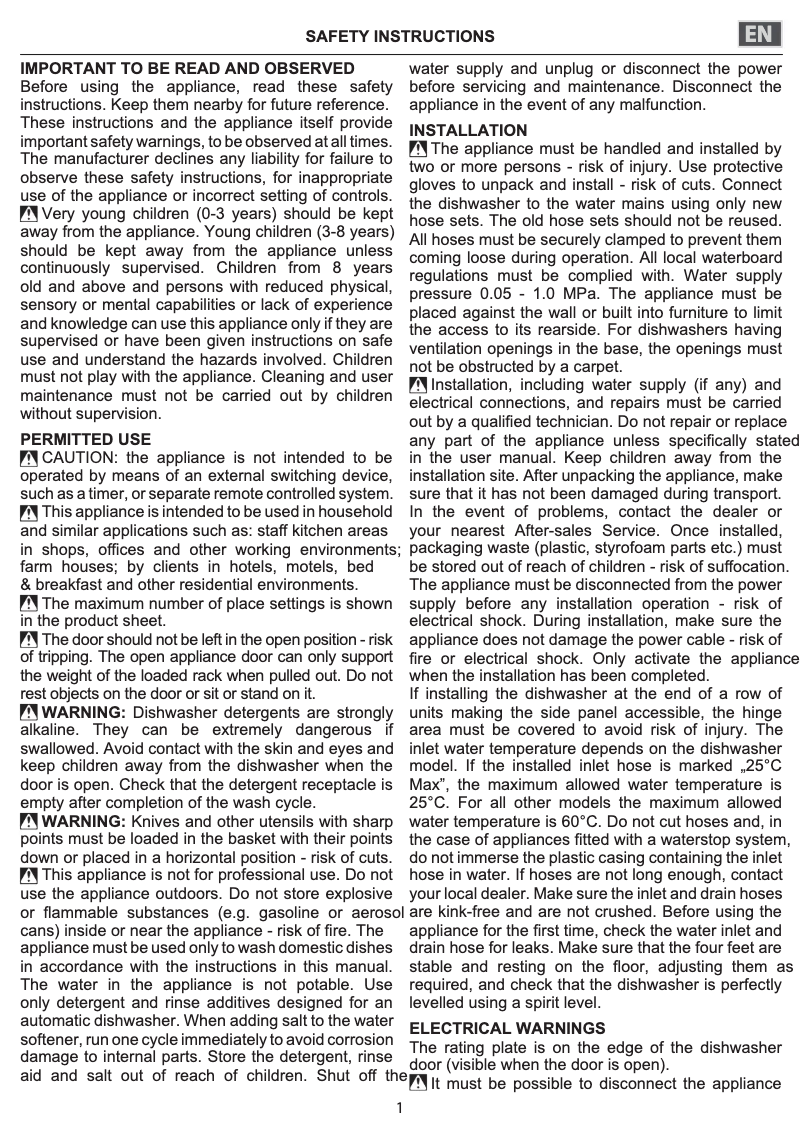 First page image of the manual for H7F HS51 X