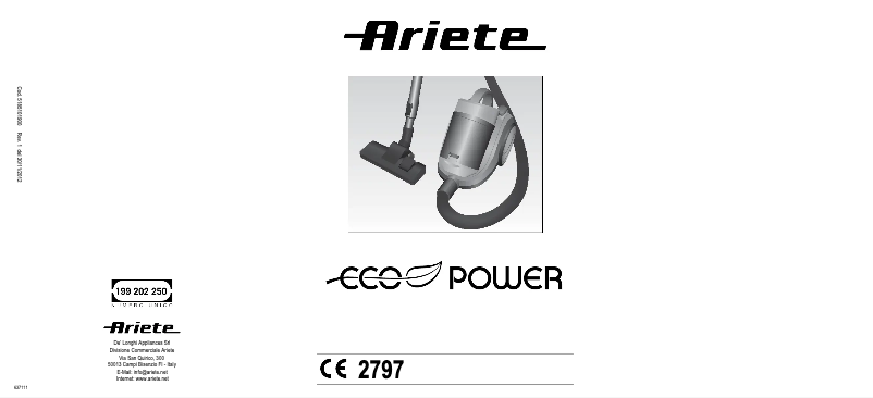 Page 1 of the manual User Manual Ariete Eco Power 2797