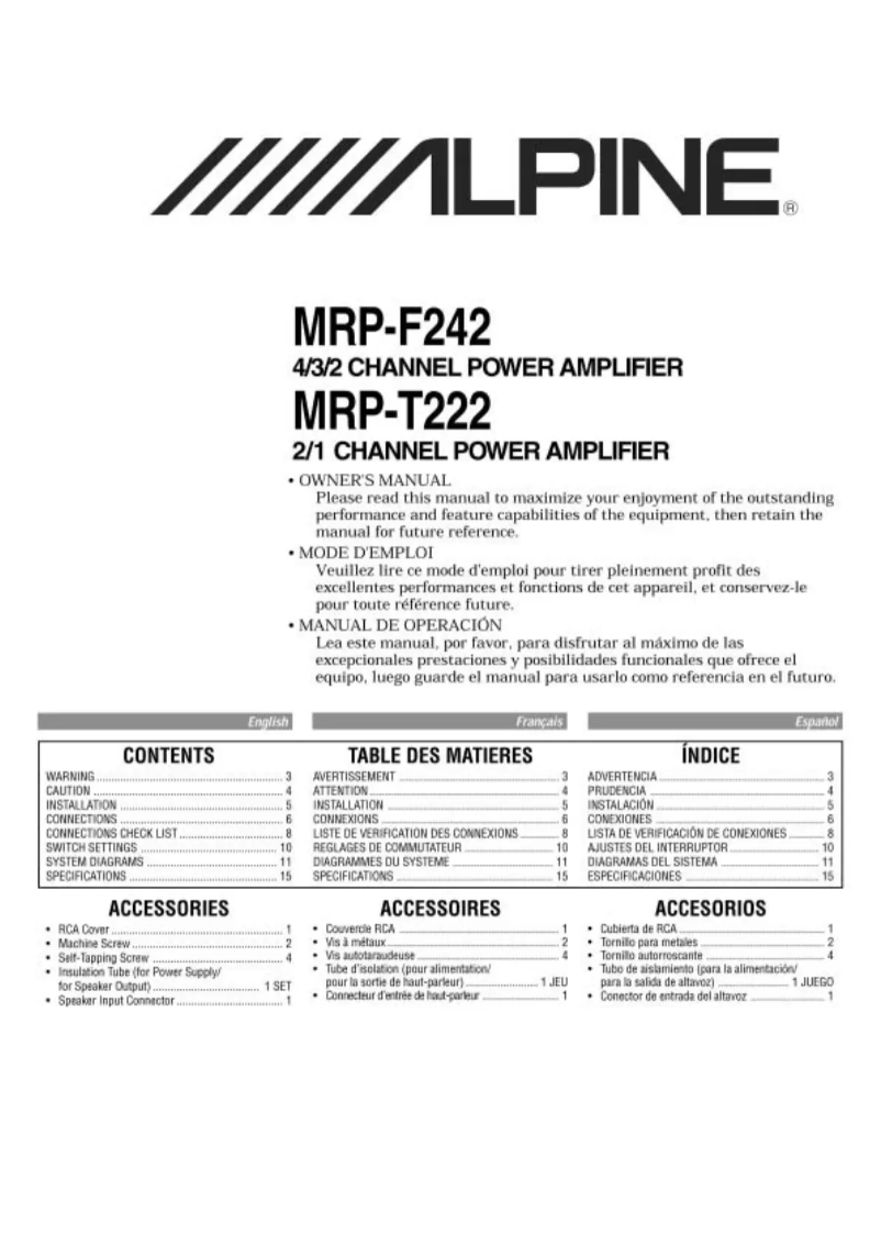First page image of the manual for MRP-T222