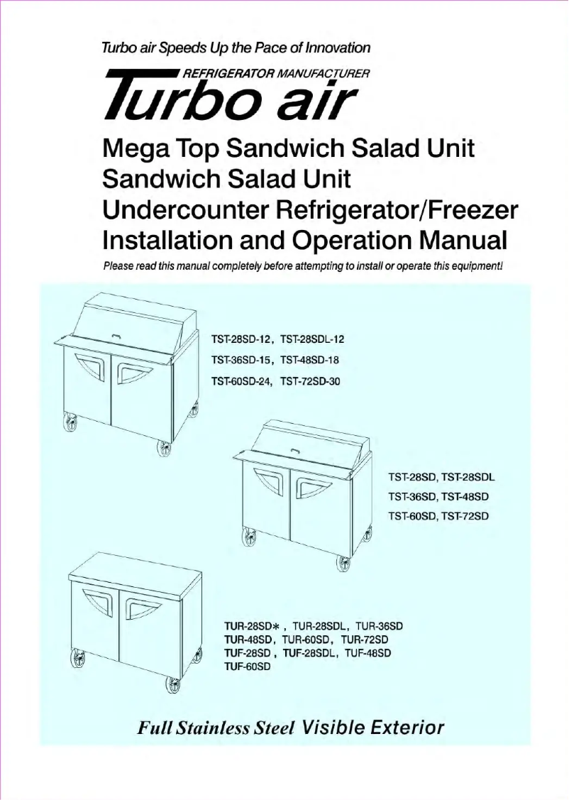 First page image of the manual for TST-60SD-24-D2-N