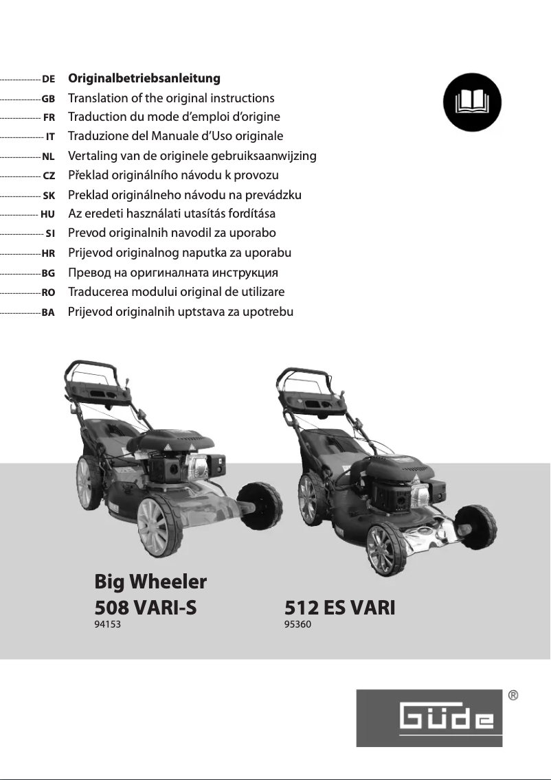 First page image of the manual for 508 Vari-S Big Wheeler