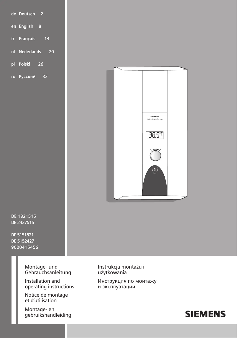 First page image of the manual for DE5152427