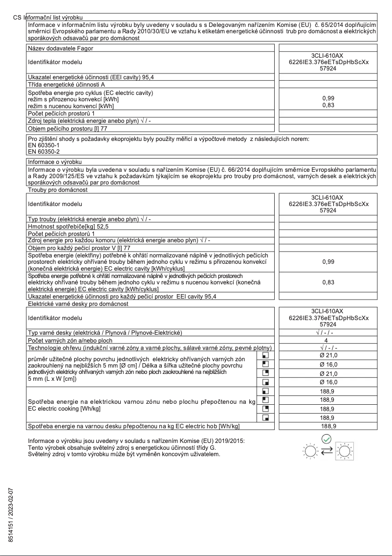Page 1 of the manual Technical Sheet Fagor 3CLI-610AX