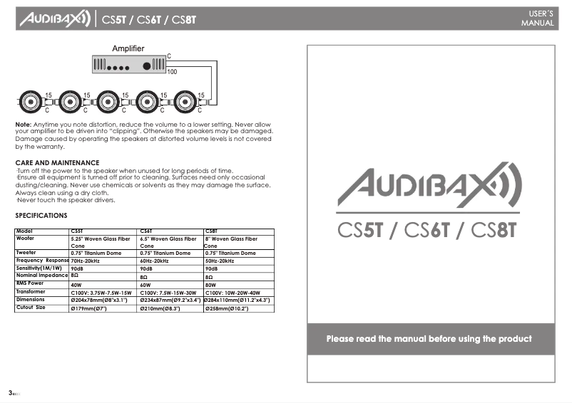 Page 1 of the manual User Manual Audibax CS6T