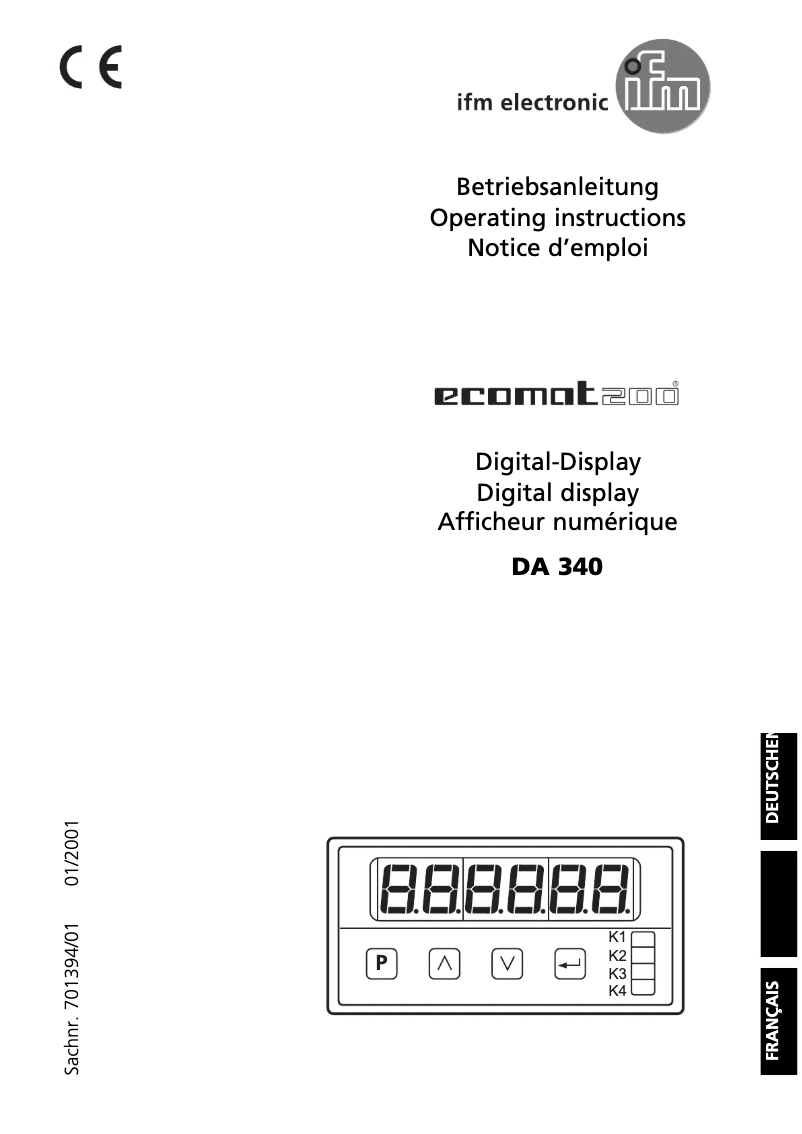First page image of the manual for Ecomat 200 DA340