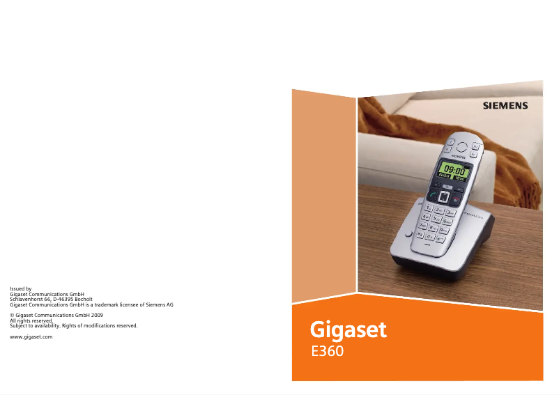 Page 1 of the manual User Manual Gigaset E360