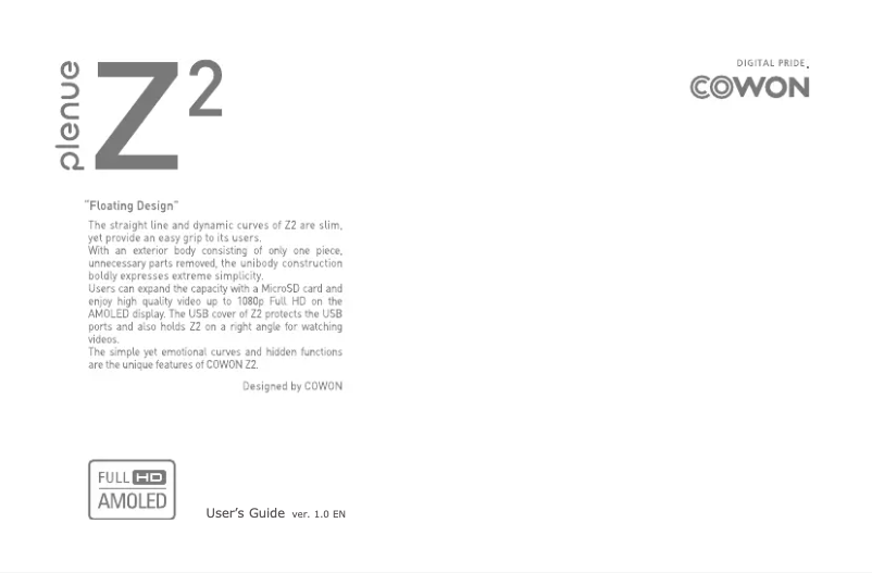 Page 1 of the manual User Manual Cowon Z2