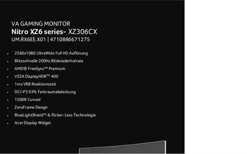 Page 1 of the manual User Manual Acer XZ306CXwmiiiphx