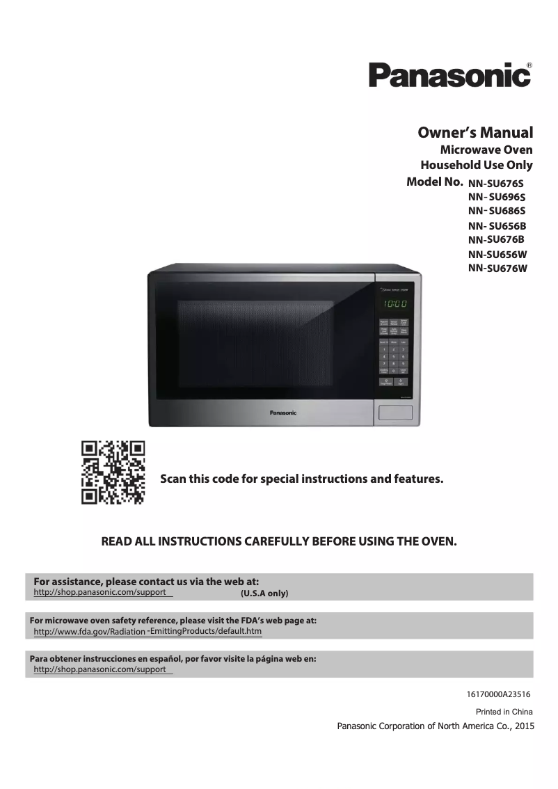 Page 1 of the manual User Manual Panasonic NN-SU676