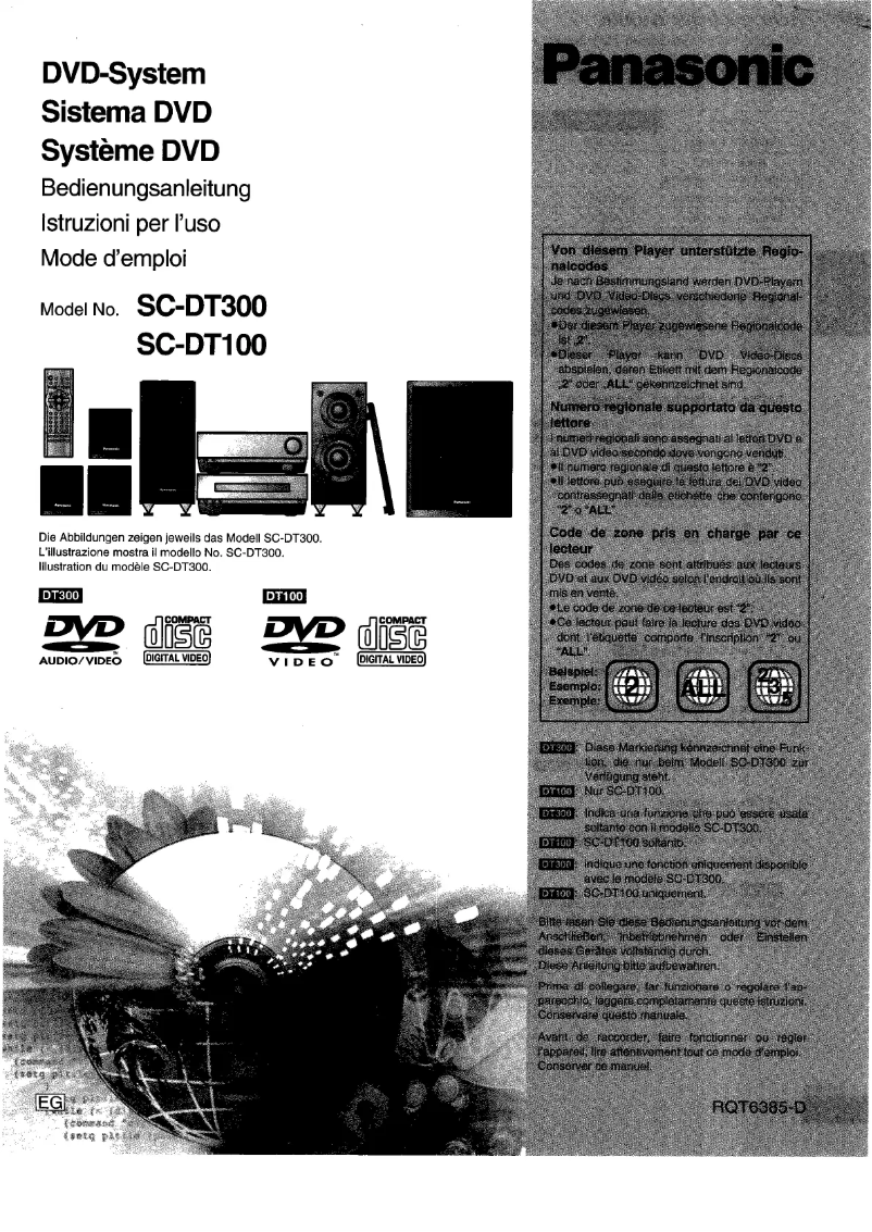 Page 1 of the manual User Manual Panasonic SC-DT300